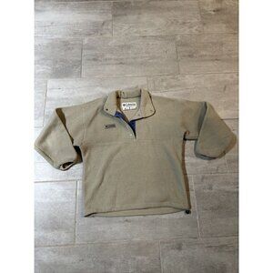 Vintage Columbia Sweater Women’s L Beige/Cream Fleece T Snap Made in USA